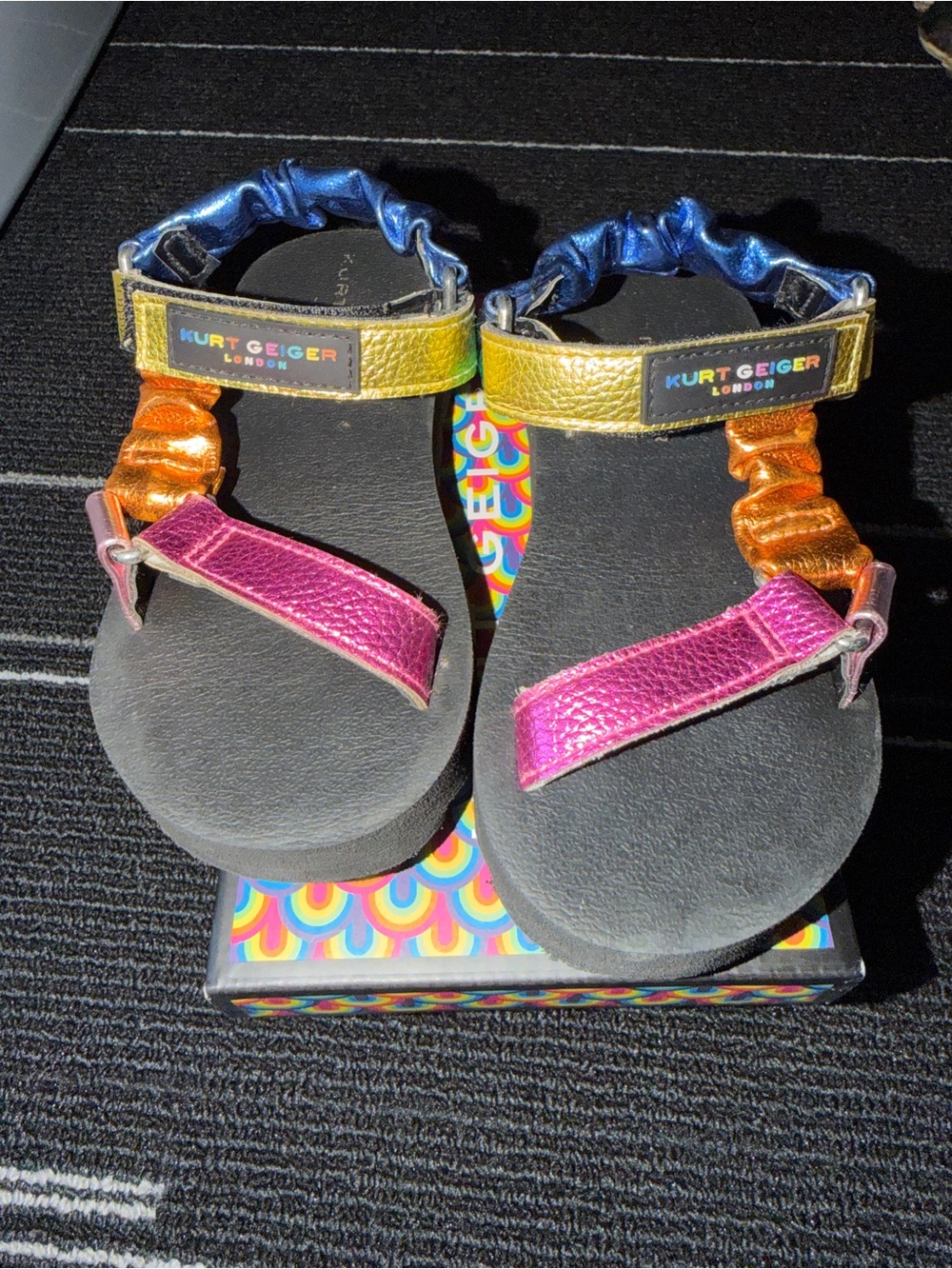 Kurt Geiger Kids Multicolor Metallic Strap Sandals - Pink/Gold/Blue/Orange